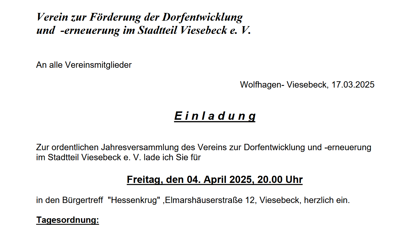 Einladung zur JHV Förderverein
