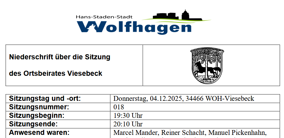 Niederschrift OB Sitzung vom 04.12.2025